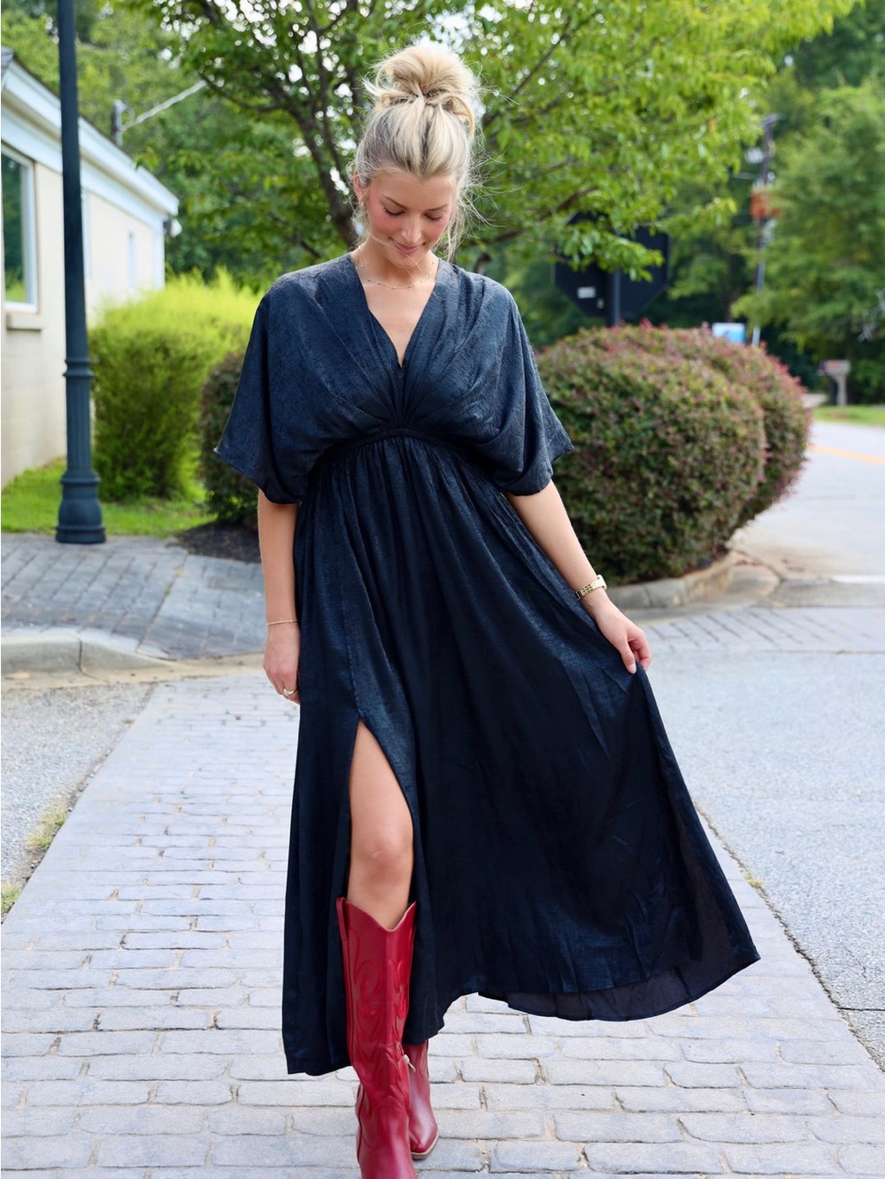 TC V-NECK DROP SLEEVE MAXI DRESS /TCEC / M /